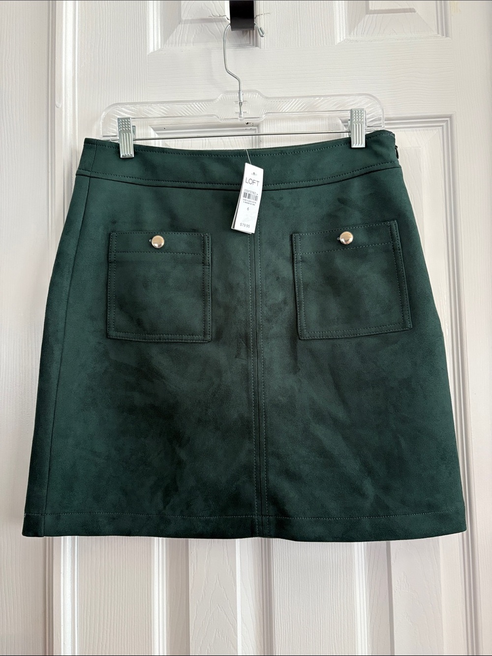 LOFT Forest Green Faux-Suede A-Line Skirt Women’s size 6 NWT